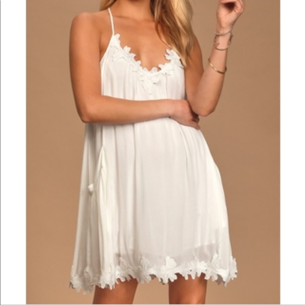 Lush Lily Ivory Shift Dress. Size L.